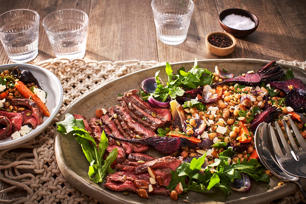 Garlic Rubbed Flat Iron with Hearty Winter Salad Recipe